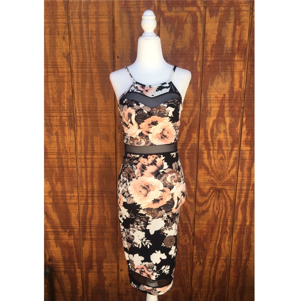 gLARE - Floral & Mesh Midi Dress